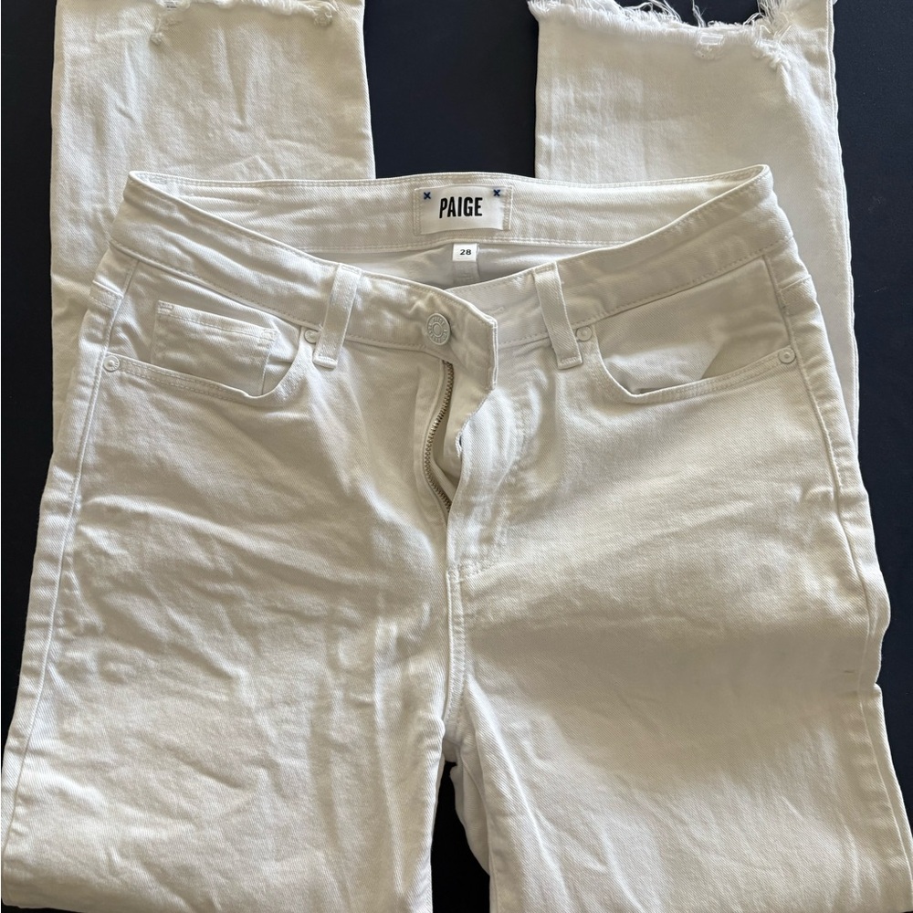 PAIGE White Ankle Cropped Jeans